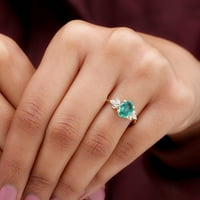 Smaragdni i moissanitni prsten, ovalni rez smaragdni prsten za pasijans, markizni rez Moissine Trio