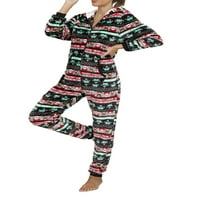 Binpure Women Flannel Pidžama Set Dugme Domaća Božićska noćna rublja s kapuljačom