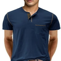Capreze muns t majice Henley vrat ljetni vrhovi kratki rukav majica casual osnovni tee gumbi pulover Royal Blue 2xl