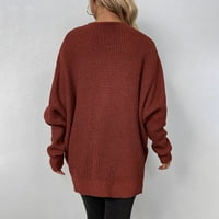 Ženske pad džepa dugih rukava džepovi džemper kardigans kaput vino veličine l