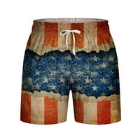 Mchoice 4. srpnja muški kratke hlače Ležerna američka zastava Print s džepovima Elastični struk Sportske