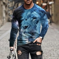 Tawop grafički duksevi muški majice muškarci dugih rukava Štampanje okrugle vrata pulover majice bluza plava 6