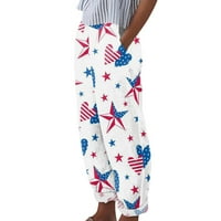 PUUAWKOER ŽENSKE DAN NEVEZVENE američke zastave Šonice Hlače Baggy Elastična struka pantalona široka