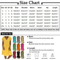 Ženske oblače V-izrez Ležerne duljine koljena, SOLID A-line kratkih rukava Summer Dress Brown XL