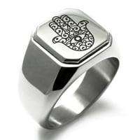 Filigranski od nehrđajućeg čelika Hamsa ruka Fatima ugraviranog kvadratnog ravnog toplog biciklističkog stila polirani prsten