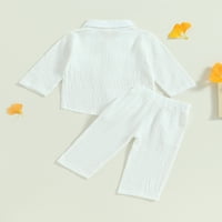 Lisenrain Baby Boy Fall Outfits Dugme s dugim rukavima niz majicu + hlače postavljaju odjeću za malinu