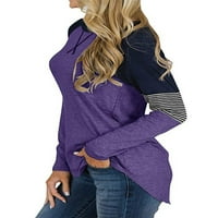 Ženska ležerna majica za patchwork, jesenski zimski prugasti pulover sa dugim rukavima