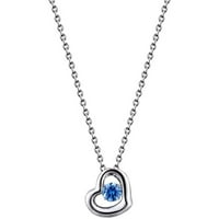 Twinkles Sevan Platinum prekriveni preko sterlinga srebrnog ogrlice od srca sa plesnim kamenom sa lancem