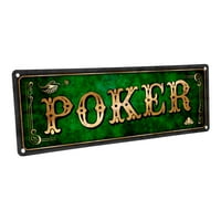 Vanjski zeleni poker 4 x12 metalni znak, zidni dekor za mancave, den i gameroom