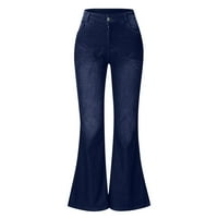 Homchy Women Flare Jeans Mid Stvar Bell Traperice Stretch Slim Hlače Dužine Traperice
