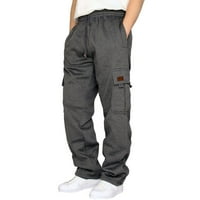 Muškarci Ležerne hlače muške fitness trčanje pantalone za crtanje labavog struka Solid u džepu labavih