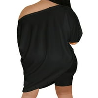 Avamo žene ruširaju jedno rame dvije kratke hlače asimetrična seksi loungewear dame solidne boje