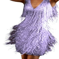 Ženski sjajni fringe Tassel Bodycon mini haljina večernja koktel party ball haljina