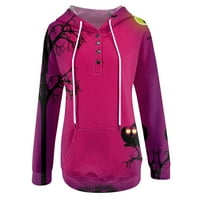 Bazyrey New Arlivi Hoodies za žene Trendi s dugim rukavima Hallowee Ispiši labave bluze Hoodie casual bluze ružičasti m