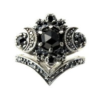 Modni dijamantski srebrni mjesec angažman prsten za prsten boho slaganje vjenčanica