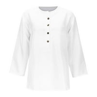 TOQOT ŽENSKE SREĆE - Dugme Solid Boja Bluze za meke rukave Bluze Ljetni vrhovi bijele veličine S