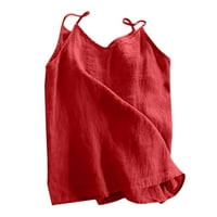 Majice za žene za žene bez rukava, puna boja modna bluza top crvena l