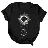 Grafičke majice DTHDTPE za žene, Sunce Moon Star T majica O izrez TOFTS majica Ženske vrhove