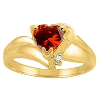 Mauli dragulji za žene 0. Carat u obliku srca u obliku srčanih i dijamantski prsten 4-prong 10k žuto