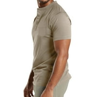 Muška ljetna casual obična tanka kratki rukav Henley majica pulover Top Bluza