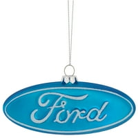Northerlight 5 službeno licenciran Ford logotip kolekcionarski stakleni božićni ukras - plavi bijeli