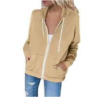 Ecqkame hoodie za žene zip up dukseve čišćenja modna ženska kasuta s tankom patentne patentne patentne