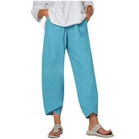 Ženske hlače Prodaja Ženska džep za ispis Sportski trčanje Yoga Atletičke pamučne i posteljine hlače
