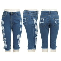 Kratke hlače za žene, umetnuti džepove Lično susperirani Jeans Majčin dan Dan Dark Blue 6