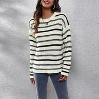 Džemper za žene Modni gornji prugasti kap ramena dugih rukava sa slobodnim pletenim pulover džemperima