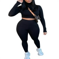 Wtpretty ženske usjeve dugih rukava Top jogger gamaše hlače activewear trenerke