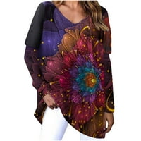 Honeeladyy Prodaja Online leptira + cvijeće tiskane košulje za ženska casual crewneck pulover dugih
