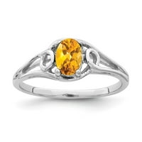 14k bijelo zlato 6x ovalni citrinski prsten