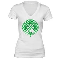 Xtrafly Woveel Women's Patrick's Day Celtic Kelt Shamrock Clover Irska majica V-izrez