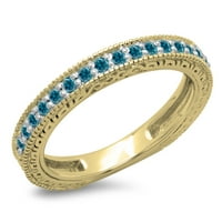 DazzlingRock kolekcija 0. Carat 14k Round Blue Diamond Millgrain Wedding Sjajljiv opseg CT, Žuto zlato,