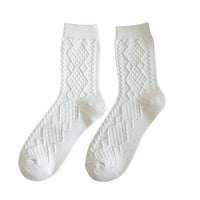 Par ženske čarape debele visoke elastičnosti Rhombus tekstura Srednja cijev prozračna drži topla čvrsta