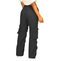 Absuyy casual pantalone za žene Ljeto široke noge elastične struke casual labave hlače crna veličina