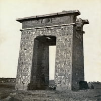 Egipat: Pilon Thebes. NNOTH STREM BAS-RELIEFTS NA THEBES, Egipat. Fotografija, krajem 19. veka. Poster