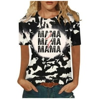 Ženske košulje Ženska modna ležerna printirana okrugla vrat Kratki rukav Top bluza Tamno siva XL