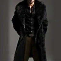 Krznena jakna Muškarci toplo zgušnjavanje dugo krznenog odjeća kardigan topla odjeća Muški kaputi crni