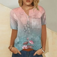 Ženska V-izrez radno mjesto Casual Top Short-rukav cvjetni ispis dnevna bluza