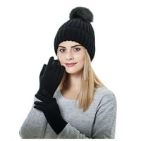 Žene bejzbol kape moda sa rukavicama zimska šešir topla šešir Ski meko toplo žene debeli pleteni pletene
