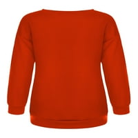 GRIANOOK DAMIES majica dugih rukava pulover Santa Claus Print Dukserirt Žene Loase Fit vrhovi Topla Crew Crt Crvena s