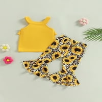 Qinghua Toddler Baby Girls Ljeto odijelo bez rukava haljina tunika ruffle majica Floral Leopard Ispiši