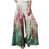 Široke pantalone za noge za žene Ležerne modne labave tiskane vruće ružičaste veličine m