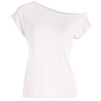 U ženskoj ležernoj rameni vrhovi kratkih rukava majica sa labavom ljetnom bluzom m