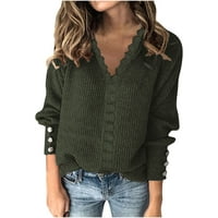 Žene Ležerne prilike Soild dugih rukava čipka pulover V-izrez bluza