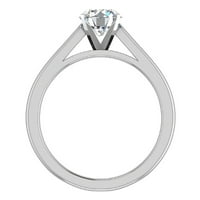 Diamond Angažman za žene okrugli Gia certificirani pasijans 4-prong 0. Carat 18k bijelo zlato