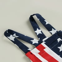 Qinghua Toddler Baby Girls 4. jula Outfits Outfits rebrasta majica kratkih rukava Top American Flag