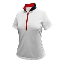 Monterey Club Ženski hi-nizak kontrast Zip Prednji golf polo majica 2325