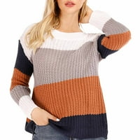Dezed ženske modne dugih rukava okrugla boja u boji koja odgovara labavim vrhovima bluza pleteni džemper